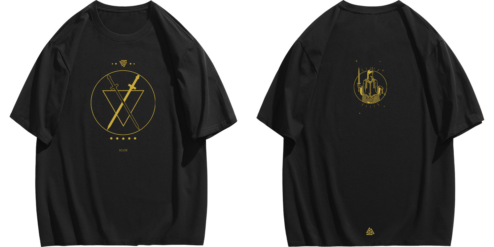 T-Shirt in Schwarz und Gold