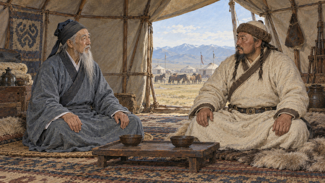 Qiu Chuji Traveled for Two Years—Then Told Genghis Khan There Was “No Drug for Immortality”? · Illustration